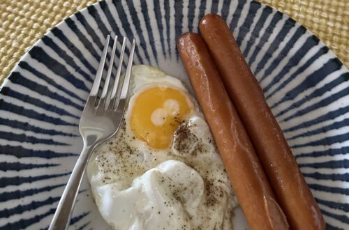 breakfast with egg and sausage